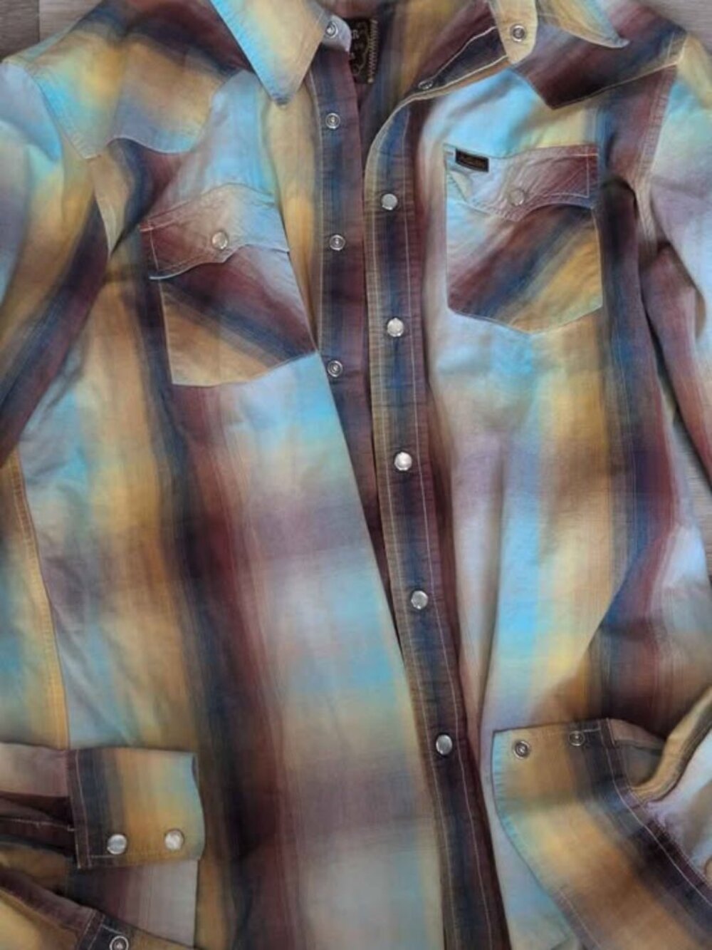 Hollister True Western Pearl Snap Shirt size large vintage